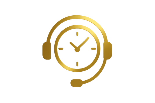 24/7 support logo in icon in gold, in white background, it shouldn't have text.