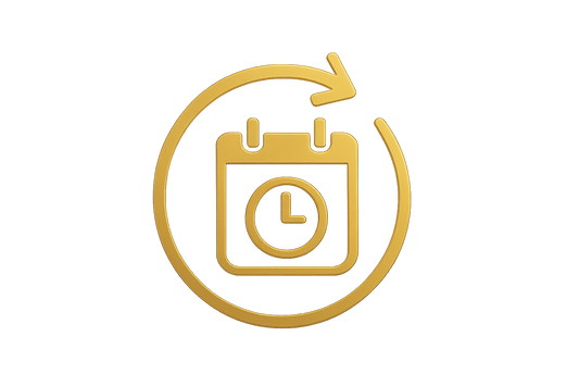 30 days return icon logo in gold, in white background and shouldnt contain text